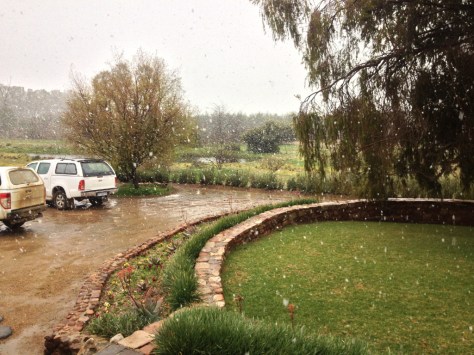 Snow just starting to fall at De Lande