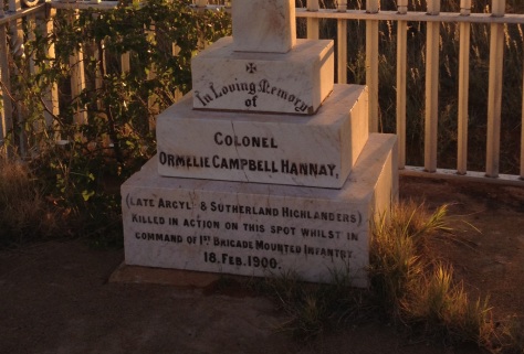 Colonel Hannay's Grave at the spot where he fell