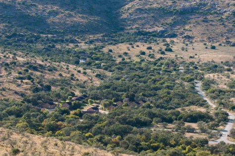 Looking down at the rest camp from the plateau