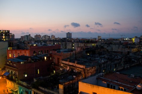 The roofscape in the evening