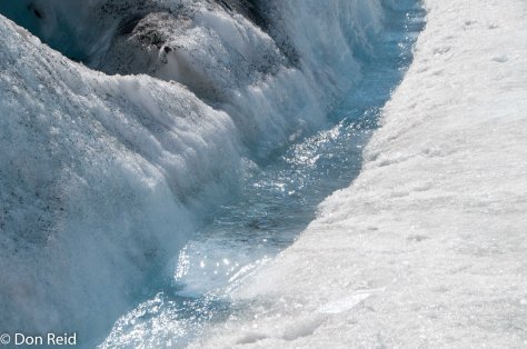 The icy run off water tastes good