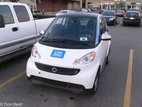 Cars for rental on the street - pay via phone, get a code to activate the car and drive off!