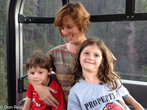 Rachel with Rio and Cassie in the gondola