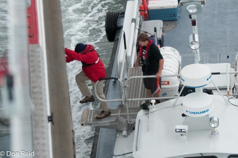 The Pilot disembarking