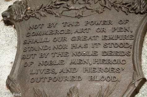 Inspiring words at the War Memorial, Quebec City