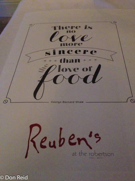Dinner at Reubens in Robertson